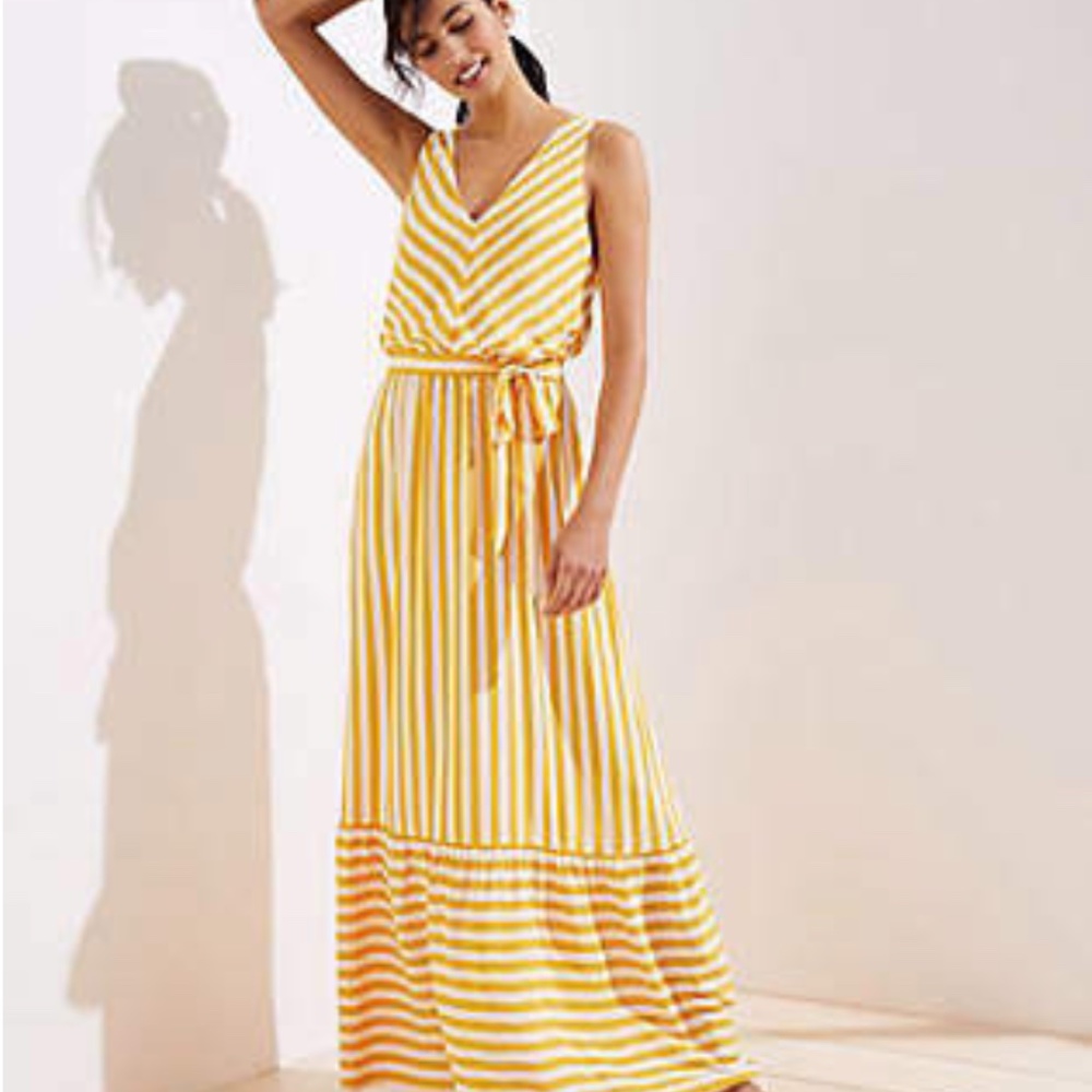 LOFT Chevron Flounce Maxi Dress
